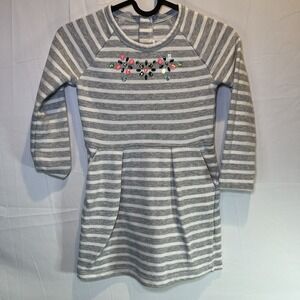 Gymboree Enchanted Winter Gray Striped Jewel Dress 6 Girl Cute Gems‎